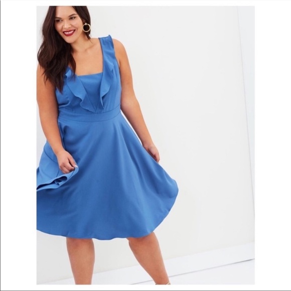 City Chic Blue Flirty Flutter Dress - Picture 3 of 13